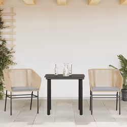 vidaXL Set da Pranzo da Giardino 3pz con Cuscini Polyrattan Vetro - Vista aggiuntiva 3