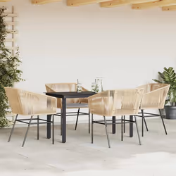 vidaXL Set da Pranzo da Giardino 5pz con Cuscini Polyrattan Vetro - Vista aggiuntiva 3