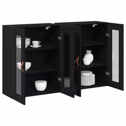 vidaXL Pensile 2 pcs Rovere nero 69.5 x 34 x 90 cm Legno multistrato - Vista aggiuntiva 3