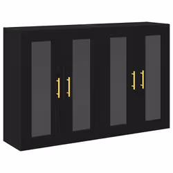 vidaXL Pensile 2 pcs Rovere nero 69.5 x 34 x 90 cm Legno multistrato - Vista aggiuntiva 2