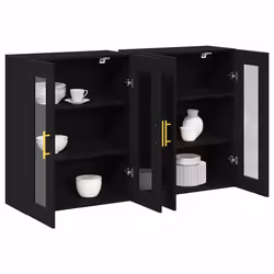 vidaXL Pensile 2 pcs Rovere nero 69.5 x 34 x 90 cm Legno multistrato - Vista aggiuntiva 3