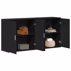 vidaXL Sideboards 2 pcs Rovere nero 79 x 38 x 80 cm Legno multistrato - Vista aggiuntiva 3