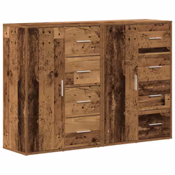vidaXL Sideboards con cassetto 2 pcs Legno vecchio 60 x 31 x 84 cm - Vista aggiuntiva 2
