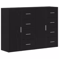 vidaXL Sideboards 2 pcs Rovere nero 60 x 31 x 84 cm Legno multistrato - Vista aggiuntiva 2