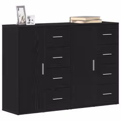 vidaXL Sideboards 2 pcs Rovere nero 60 x 31 x 84 cm Legno multistrato - Vista aggiuntiva 3