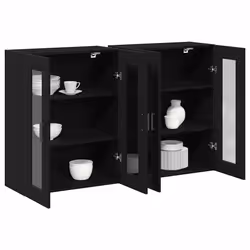 vidaXL Pensile 2 pcs Rovere nero 69.5 x 34 x 90 cm Legno multistrato - Vista aggiuntiva 3