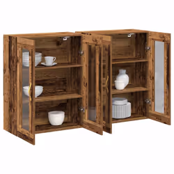 vidaXL Pensile 2 pcs Legno vecchio 69.5 x 34 x 90 cm Legno multistrato - Vista aggiuntiva 3