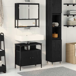 vidaXL Set di mobili per il bagno con porta 2 pcs Nero 60 x 30 x 60 cm