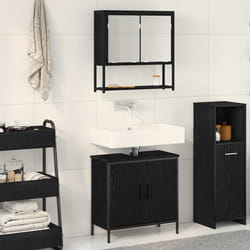 vidaXL Set di mobili per il bagno con porta 2 pcs Nero 60 x 30 x 60 cm