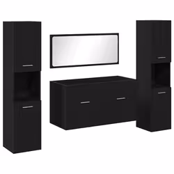 vidaXL Set di Mobili per il Bagno 4 pcs Rovere Nero 41 x 38.5 x 46 cm - Vista aggiuntiva 2