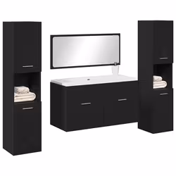 vidaXL Set di Mobili per il Bagno 4 pcs Rovere Nero 41 x 38.5 x 46 cm - Vista aggiuntiva 3