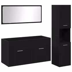 vidaXL Set di mobili bagno 3 pcs Rovere Nero 60 x 38.5 x 46 cm - Vista aggiuntiva 2