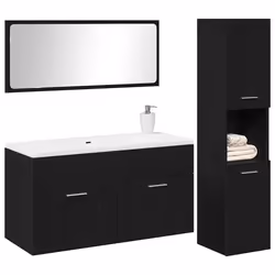 vidaXL Set di mobili bagno 3 pcs Rovere Nero 60 x 38.5 x 46 cm - Vista aggiuntiva 3