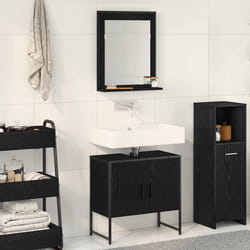 vidaXL Set di mobili per il bagno con porta 2 pcs Nero 60 x 33 x 60 cm