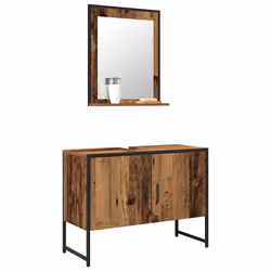 vidaXL Set di mobili per il bagno 2 pcs Marrone 80 x 33 x 60 cm - Vista aggiuntiva 3