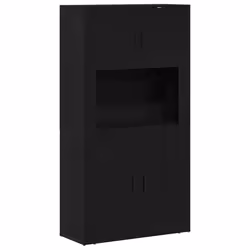 vidaXL Highboard Rovere nero 80 x 33 x 150 cm Legno multistrato - Vista aggiuntiva 2