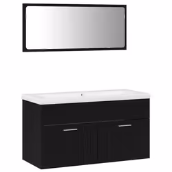 vidaXL Set di mobili per il bagno 3 pcs Rovere Nero 90 x 38.5 x 46 cm - Vista aggiuntiva 2
