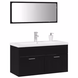 vidaXL Set di mobili per il bagno 3 pcs Rovere Nero 90 x 38.5 x 46 cm - Vista aggiuntiva 3
