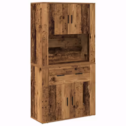 vidaXL Highboard Legno vecchio 80 x 33 x 150 cm Legno multistrato - Vista aggiuntiva 2