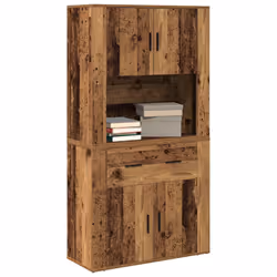 vidaXL Highboard Legno vecchio 80 x 33 x 150 cm Legno multistrato - Vista aggiuntiva 3