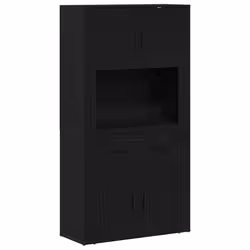 vidaXL Highboard Rovere nero 80 x 33 x 150 cm Legno multistrato - Vista aggiuntiva 2
