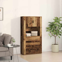 vidaXL Alta Cassettiera con cassetto Legno vecchio 80 x 33 x 150 cm