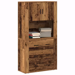 vidaXL Alta Cassettiera con cassetto Legno vecchio 80 x 33 x 150 cm - Vista aggiuntiva 3