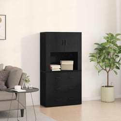 vidaXL Alta Cassettiera Rovere nero 80 x 33 x 150 cm Legno multistrato