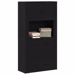 vidaXL Alta Cassettiera Rovere nero 80 x 33 x 150 cm Legno multistrato - Vista aggiuntiva 3