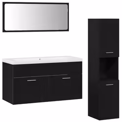 vidaXL Set di Mobili per Bagno 4 pcs Rovere Nero 90 x 38.5 x 46 cm - Vista aggiuntiva 2