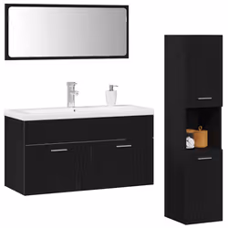 vidaXL Set di Mobili per Bagno 4 pcs Rovere Nero 90 x 38.5 x 46 cm - Vista aggiuntiva 3