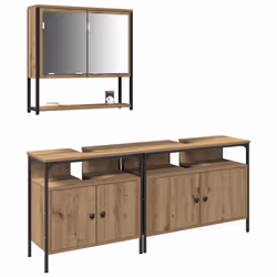 vidaXL Set di mobili per il bagno 3 pcs Marrone 80 x 30 x 60 cm - Vista aggiuntiva 3