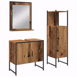 vidaXL Set di mobili per il bagno 3 pcs Marrone 33 x 33 x 102.5 cm - Vista aggiuntiva 2