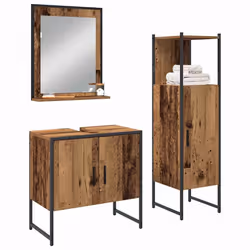 vidaXL Set di mobili per il bagno 3 pcs Marrone 33 x 33 x 102.5 cm - Vista aggiuntiva 3