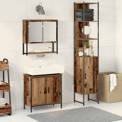 vidaXL Set di mobili per il bagno 3 pcs Marrone 33 x 33 x 185.5 cm