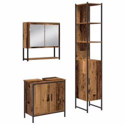 vidaXL Set di mobili per il bagno 3 pcs Marrone 33 x 33 x 185.5 cm - Vista aggiuntiva 2