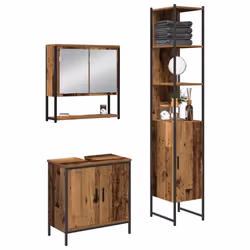 vidaXL Set di mobili per il bagno 3 pcs Marrone 33 x 33 x 185.5 cm - Vista aggiuntiva 3