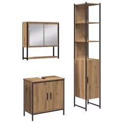 vidaXL Set di mobili per il bagno 3 pcs Marrone 33 x 33 x 185.5 cm - Vista aggiuntiva 2