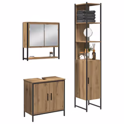 vidaXL Set di mobili per il bagno 3 pcs Marrone 33 x 33 x 185.5 cm - Vista aggiuntiva 3