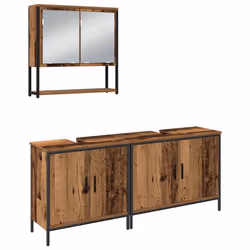 vidaXL Set di mobili per il bagno 3 pcs Marrone 80 x 30 x 44 cm - Vista aggiuntiva 2