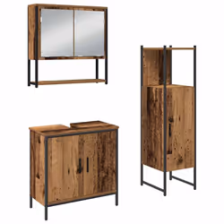 vidaXL Set di mobili per il bagno 3 pcs Marrone 33 x 33 x 102.5 cm - Vista aggiuntiva 2