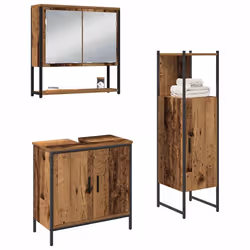vidaXL Set di mobili per il bagno 3 pcs Marrone 33 x 33 x 102.5 cm - Vista aggiuntiva 3
