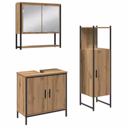 vidaXL Set di mobili per il bagno 3 pcs Marrone 33 x 33 x 102.5 cm - Vista aggiuntiva 2