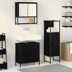 vidaXL Set di mobili per il bagno 3 pcs Nero 33 x 33 x 102.5 cm