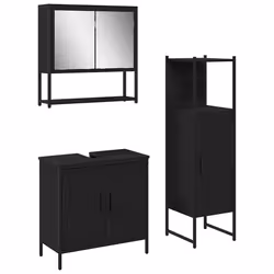 vidaXL Set di mobili per il bagno 3 pcs Nero 33 x 33 x 102.5 cm - Vista aggiuntiva 2