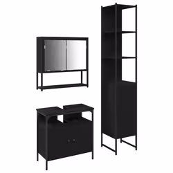 vidaXL Set di mobili per il bagno 3 pcs Rovere nero 33 x 33 x 185.5 cm - Vista aggiuntiva 2