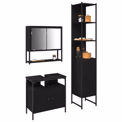 vidaXL Set di mobili per il bagno 3 pcs Rovere nero 33 x 33 x 185.5 cm - Vista aggiuntiva 3