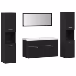 vidaXL Set di Mobili per il Bagno 5 pcs Rovere Nero 30 x 30 x 130 cm - Vista aggiuntiva 2
