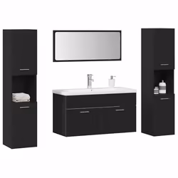 vidaXL Set di Mobili per il Bagno 5 pcs Rovere Nero 30 x 30 x 130 cm - Vista aggiuntiva 3