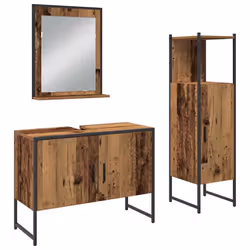 vidaXL Set di mobili per il bagno 3 pcs Marrone 33 x 33 x 102.5 cm - Vista aggiuntiva 2